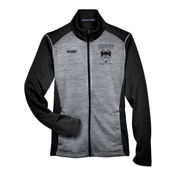 Devon & Jones - Women's Newbury Colorblock Melange Fleece Full-Zip Jacket - Embroidered Logo **Add Name for $5!** Thumbnail